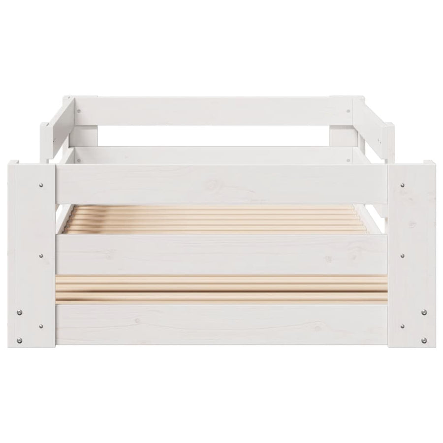 Bedframe zonder matras massief grenenhout wit 75x190 cm