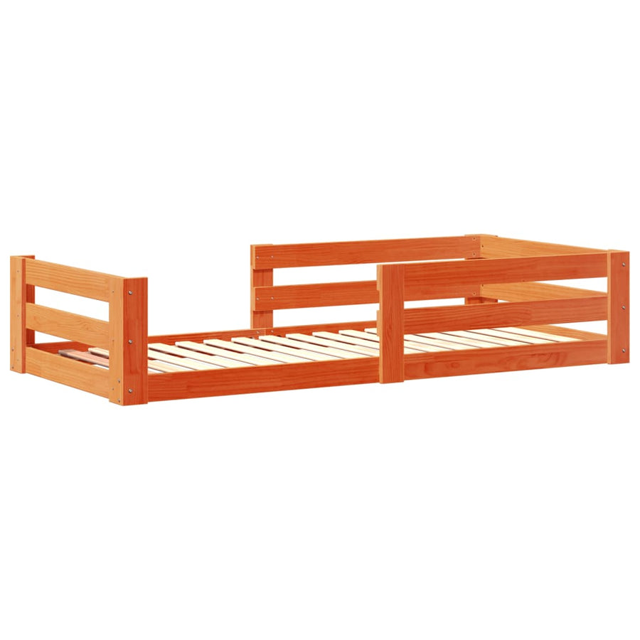 Bedframe zonder matras massief grenenhout wasbruin 75x190 cm