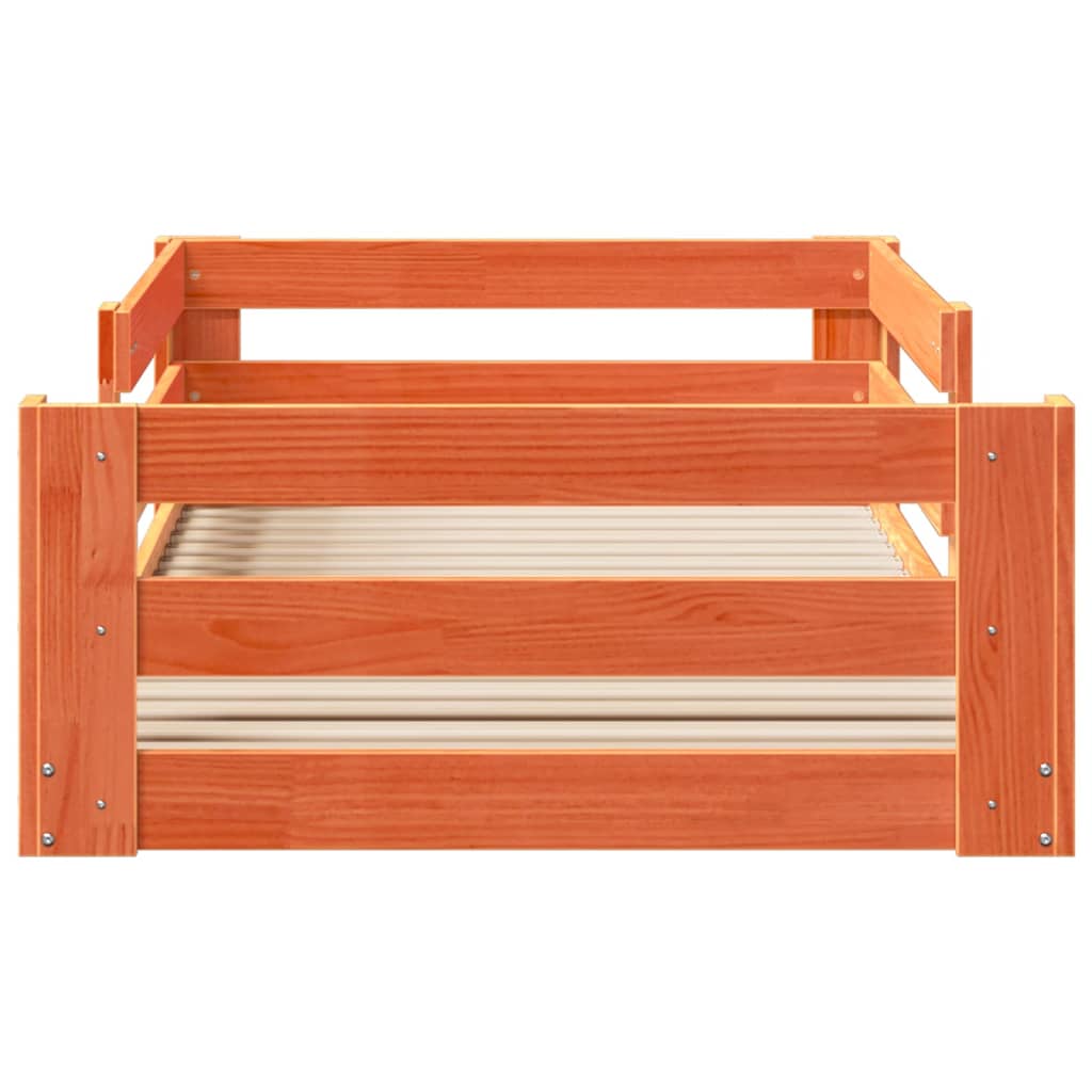 Bedframe zonder matras massief grenenhout wasbruin 75x190 cm