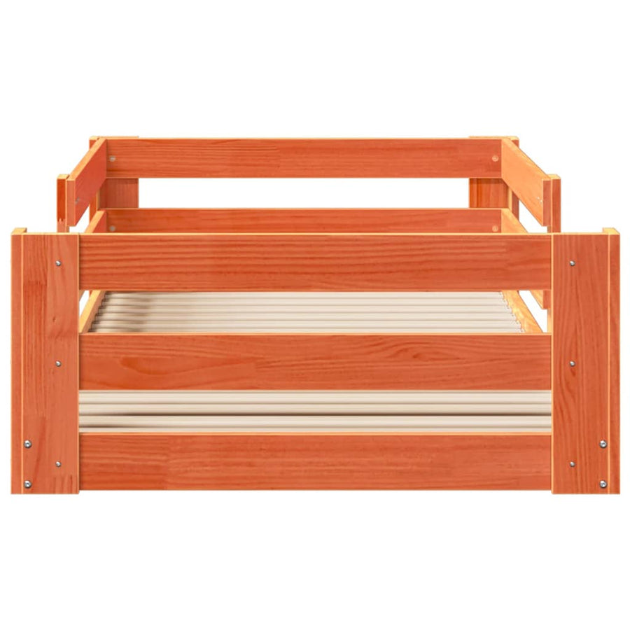 Bedframe zonder matras massief grenenhout wasbruin 75x190 cm