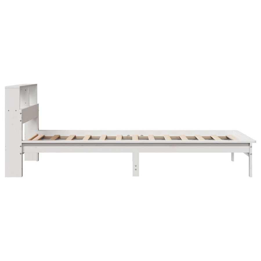 Bed met boekenkast zonder matras grenenhout wit 100x200 cm
