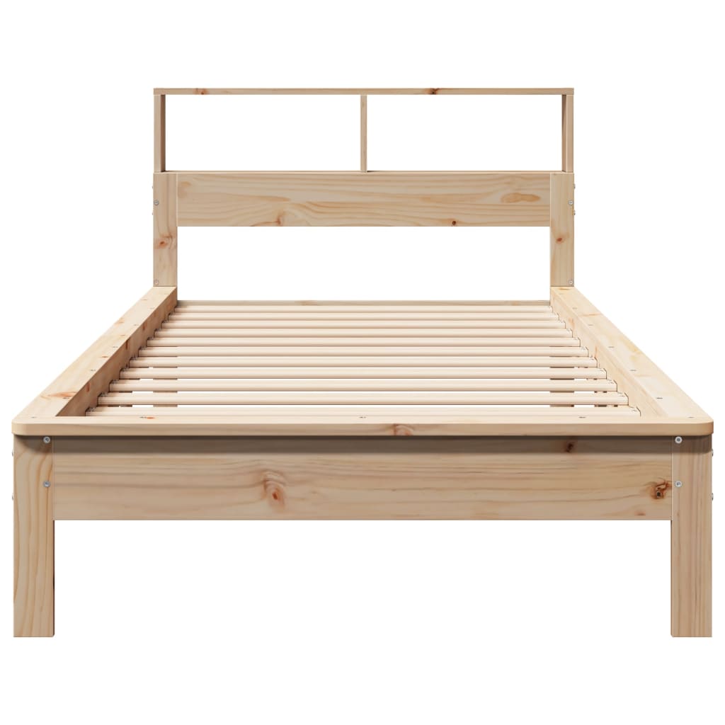 Bed met boekenkast zonder matras massief grenenhout 90x200 cm