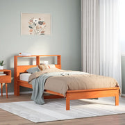Bed met boekenkast grenenhout wasbruin 90x200 cm