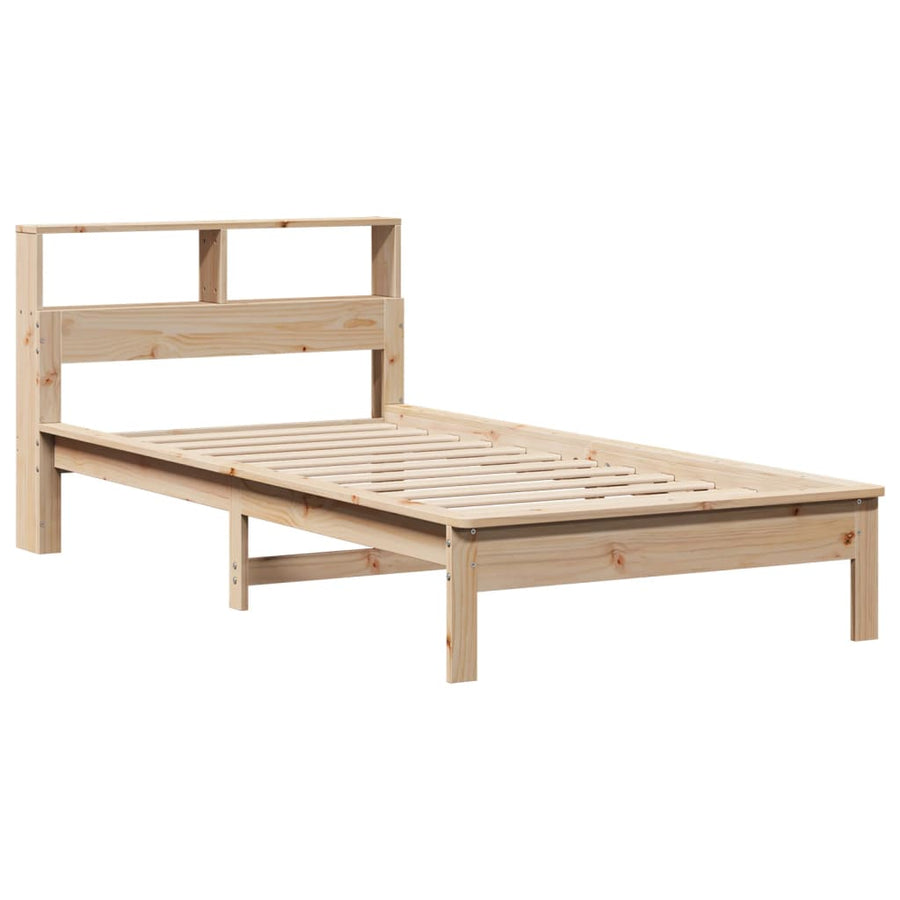 Bed met boekenkast zonder matras massief grenenhout 90x190 cm