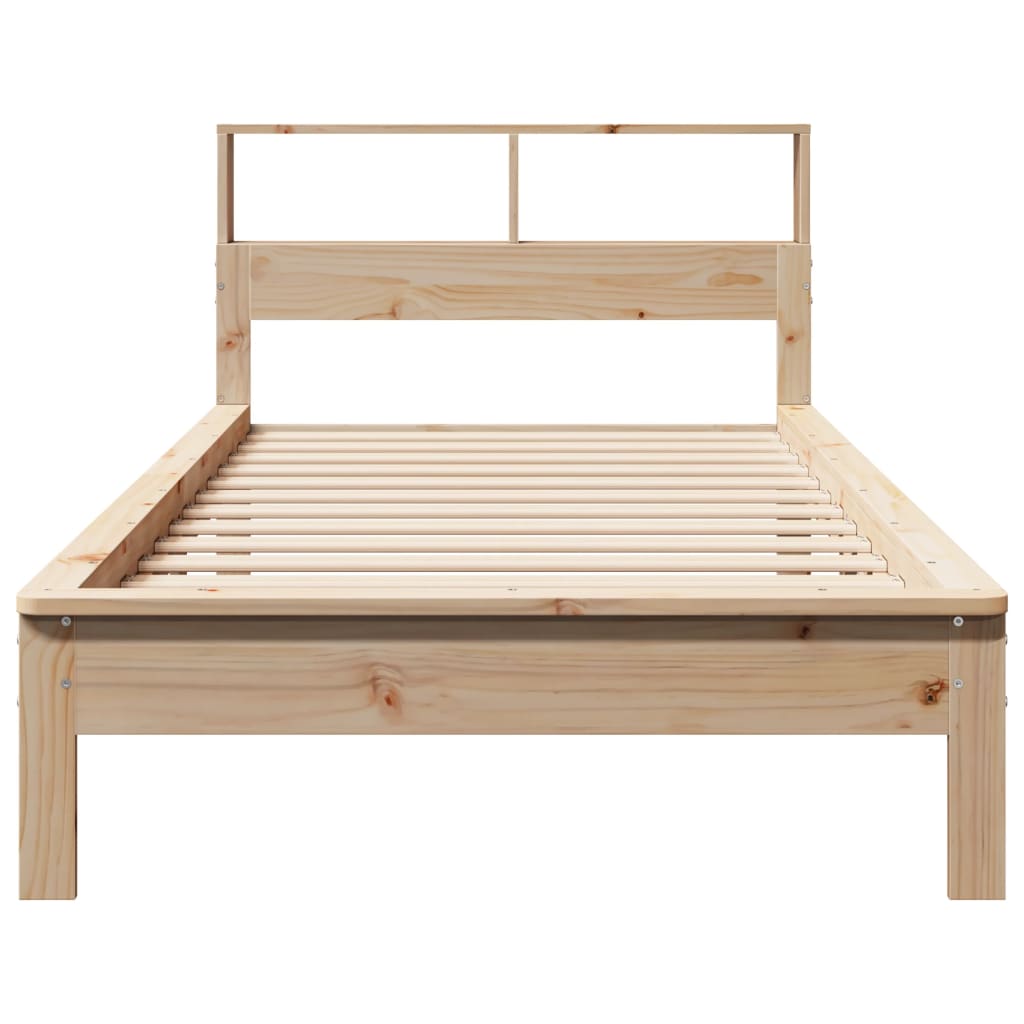 Bed met boekenkast zonder matras massief grenenhout 90x190 cm