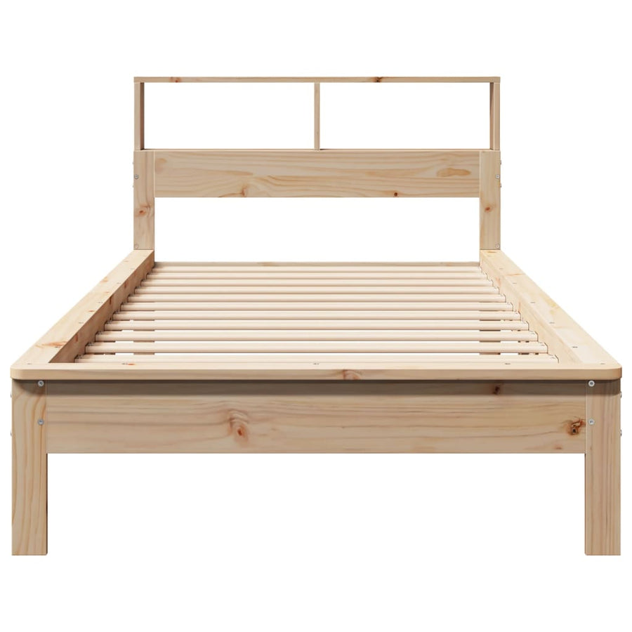 Bed met boekenkast zonder matras massief grenenhout 90x190 cm
