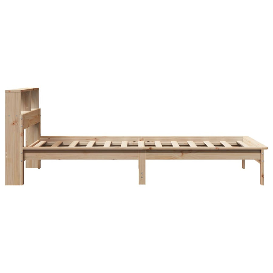 Bed met boekenkast zonder matras massief grenenhout 90x190 cm