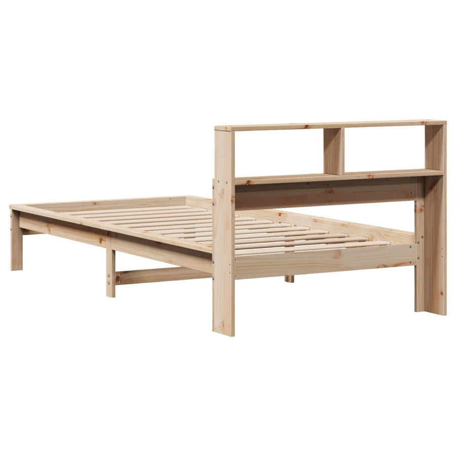 Bed met boekenkast zonder matras massief grenenhout 90x190 cm