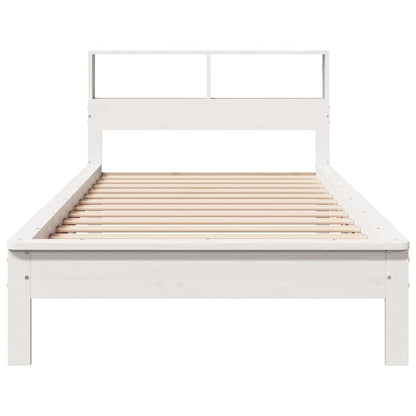 Bed met boekenkast zonder matras grenenhout wit 90x190 cm