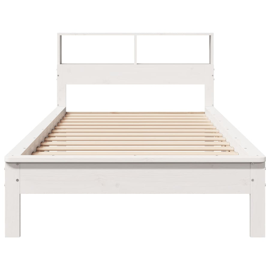 Bed met boekenkast zonder matras grenenhout wit 90x190 cm