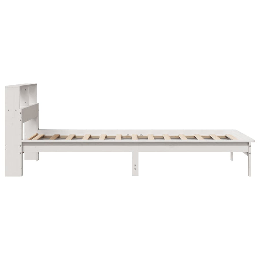 Bed met boekenkast zonder matras grenenhout wit 90x190 cm