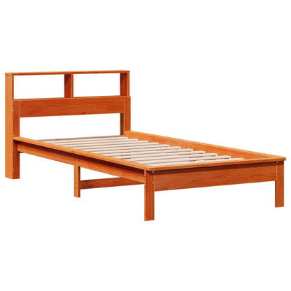 Bed met boekenkast zonder matras grenenhout wasbruin 90x190 cm