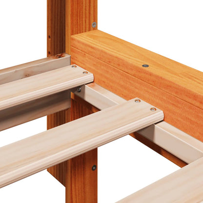 Bed met boekenkast zonder matras grenenhout wasbruin 90x190 cm