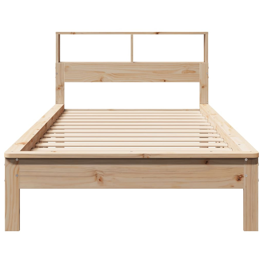 Bed met boekenkast zonder matras massief grenenhout 75x190 cm