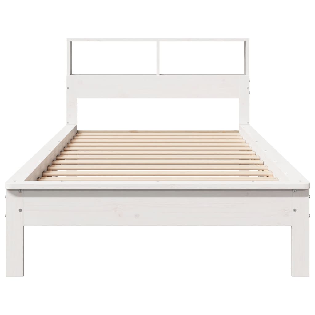 Bed met boekenkast zonder matras grenenhout wit 75x190 cm