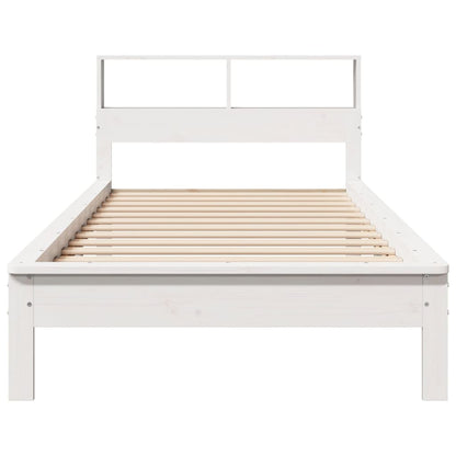 Bed met boekenkast zonder matras grenenhout wit 75x190 cm