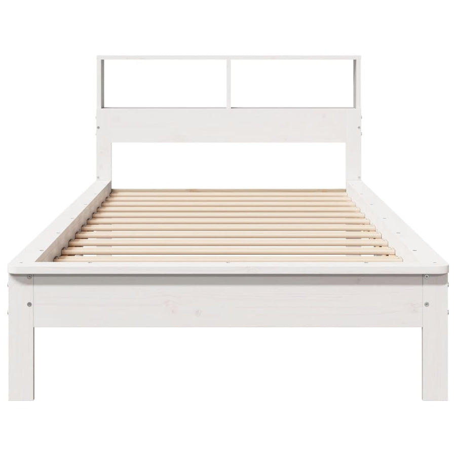 Bed met boekenkast zonder matras grenenhout wit 75x190 cm