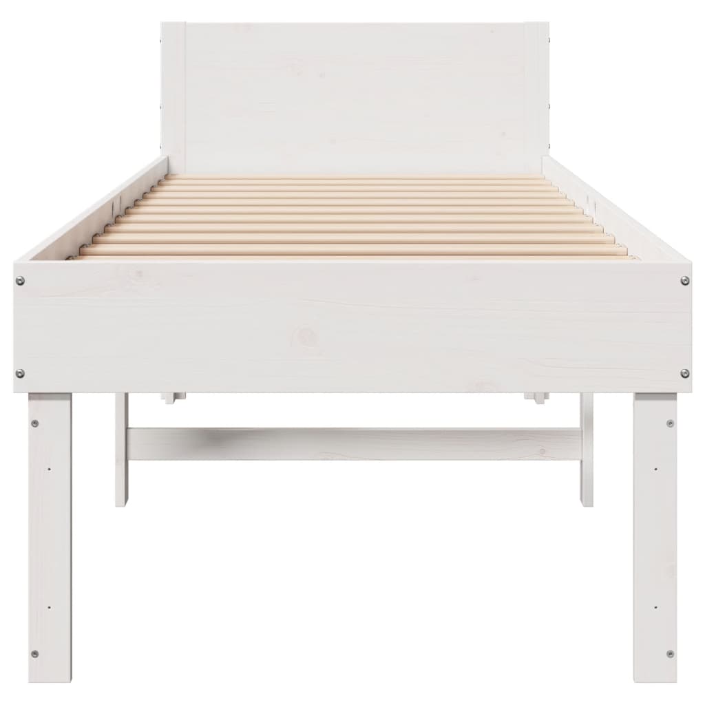 Bedframe zonder matras massief grenenhout wit 90x200 cm