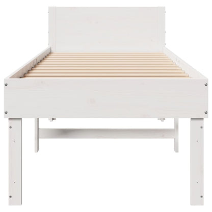 Bedframe zonder matras massief grenenhout wit 90x200 cm