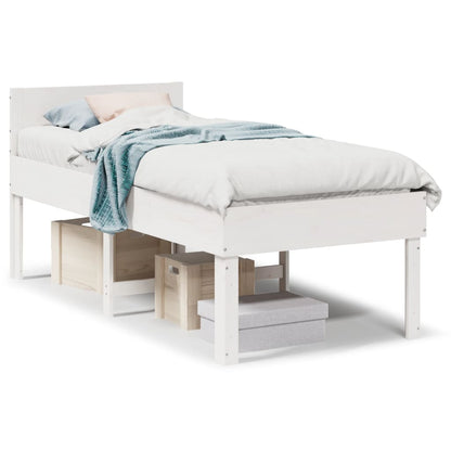 Bedframe zonder matras massief grenenhout wit 90x190 cm
