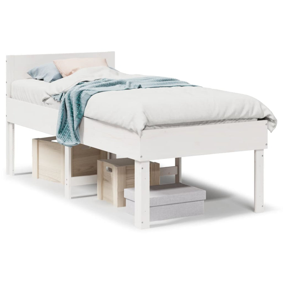 Bedframe zonder matras massief grenenhout wit 90x190 cm