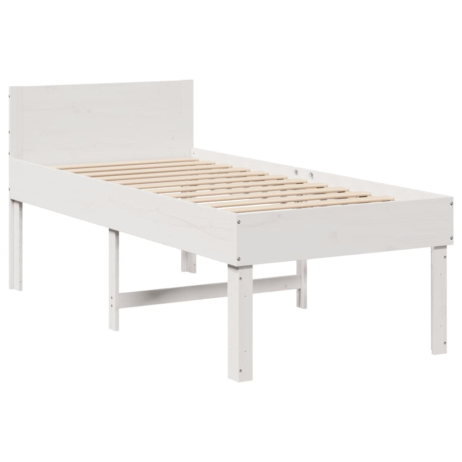Bedframe zonder matras massief grenenhout wit 90x190 cm