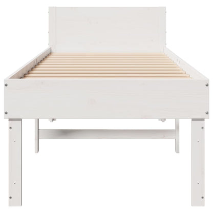 Bedframe zonder matras massief grenenhout wit 90x190 cm