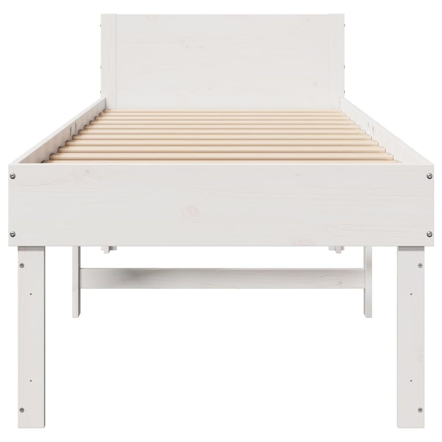 Bedframe zonder matras massief grenenhout wit 90x190 cm