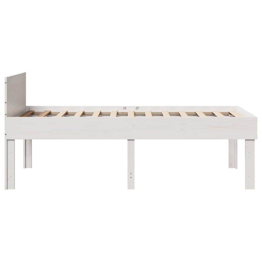 Bedframe zonder matras massief grenenhout wit 90x190 cm