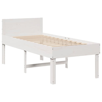 Bedframe zonder matras massief grenenhout wit 75x190 cm