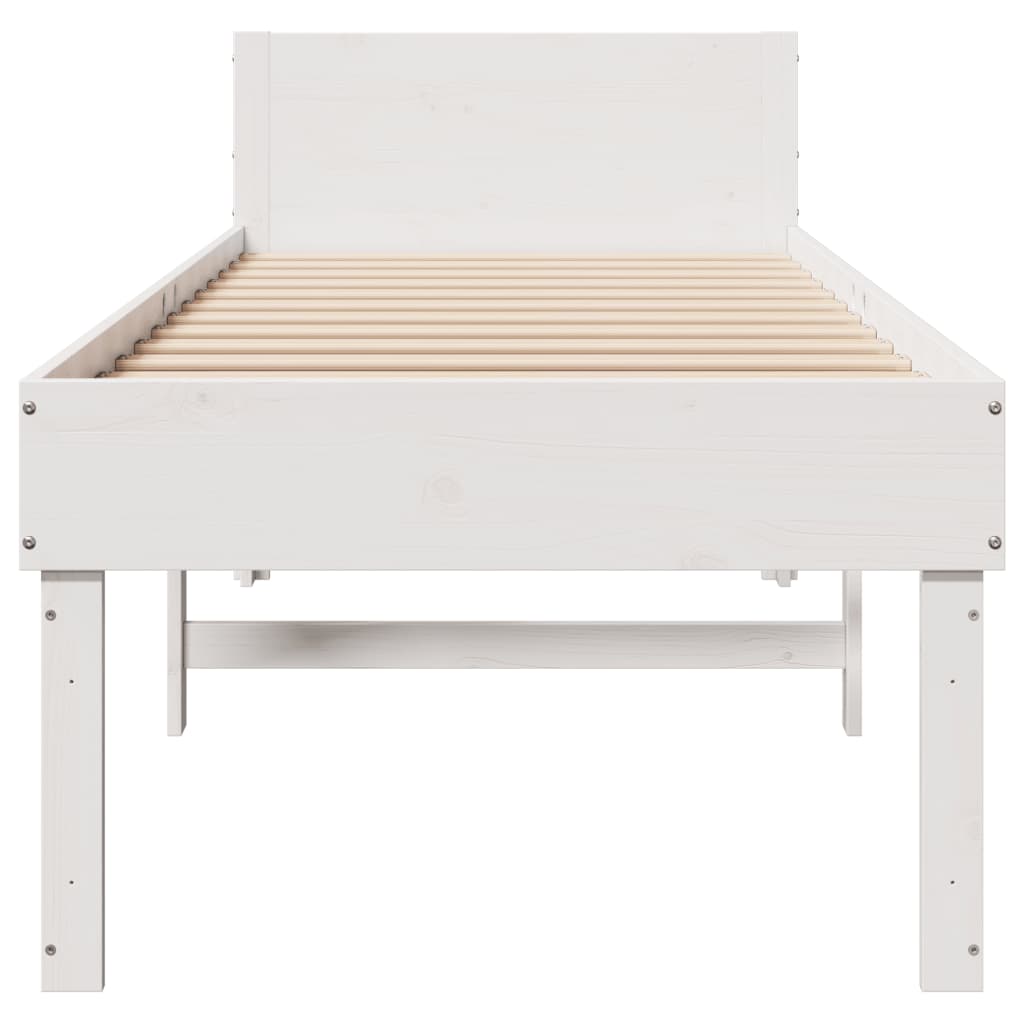Bedframe zonder matras massief grenenhout wit 75x190 cm