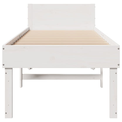 Bedframe zonder matras massief grenenhout wit 75x190 cm
