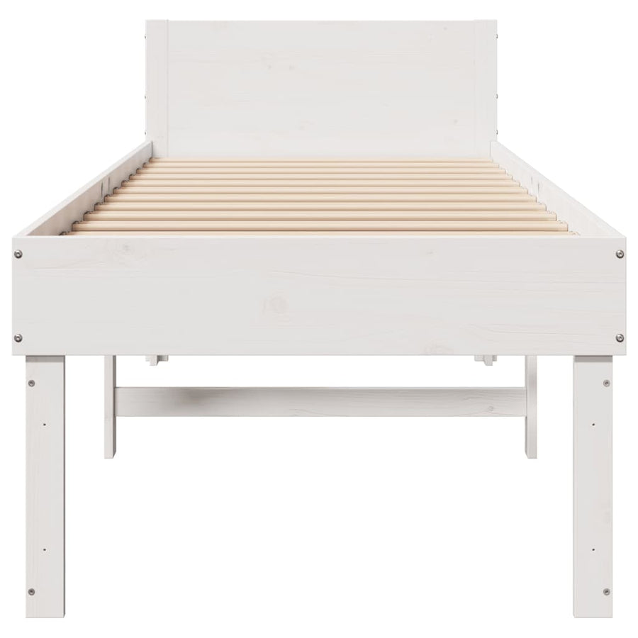 Bedframe zonder matras massief grenenhout wit 75x190 cm
