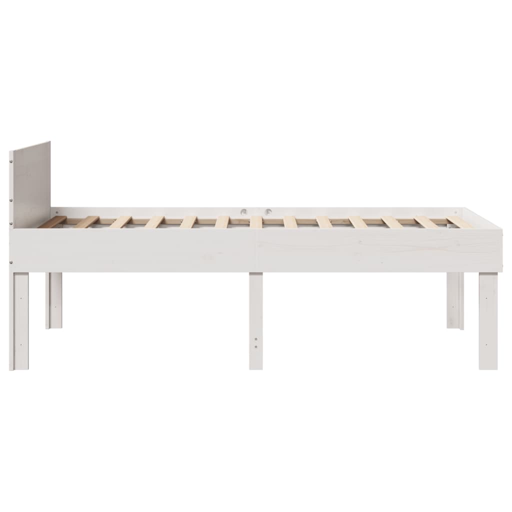 Bedframe zonder matras massief grenenhout wit 75x190 cm