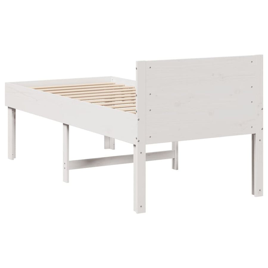 Bedframe zonder matras massief grenenhout wit 75x190 cm