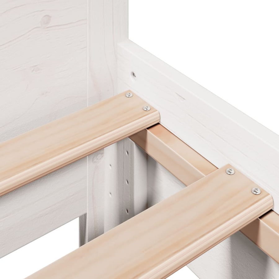 Bedframe zonder matras massief grenenhout wit 75x190 cm
