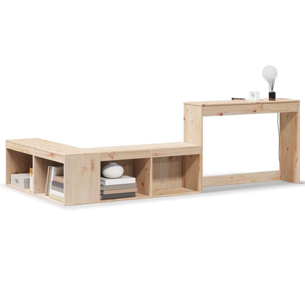 Nachtkastje Met Bureau Massief Grenenhout 232 x 122 x 75 cm Naturel