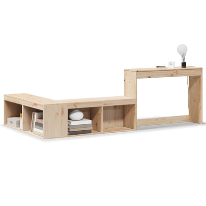 Nachtkastje Met Bureau Massief Grenenhout 232 x 122 x 75 cm Naturel