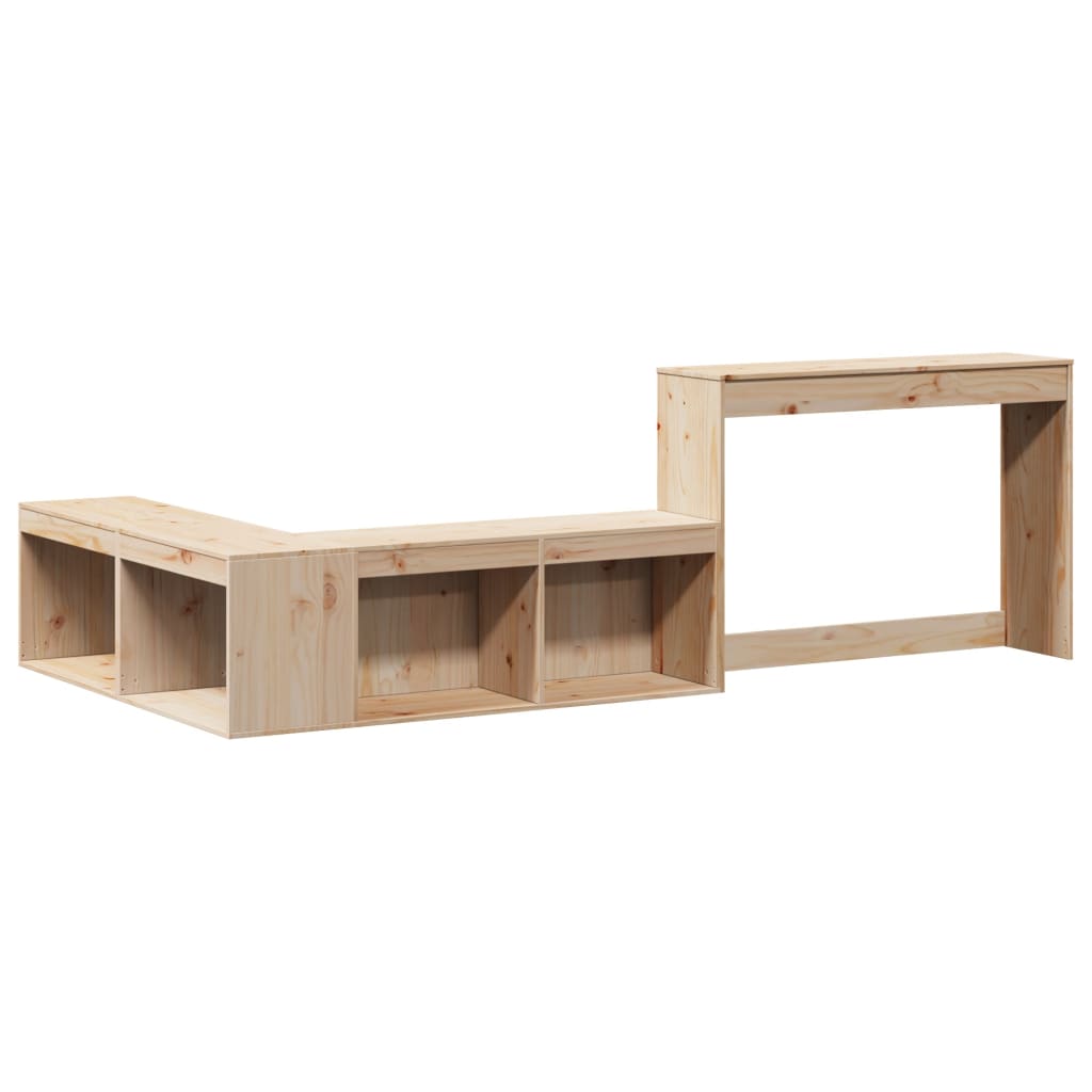 Nachtkastje Met Bureau Massief Grenenhout 232 x 122 x 75 cm Naturel