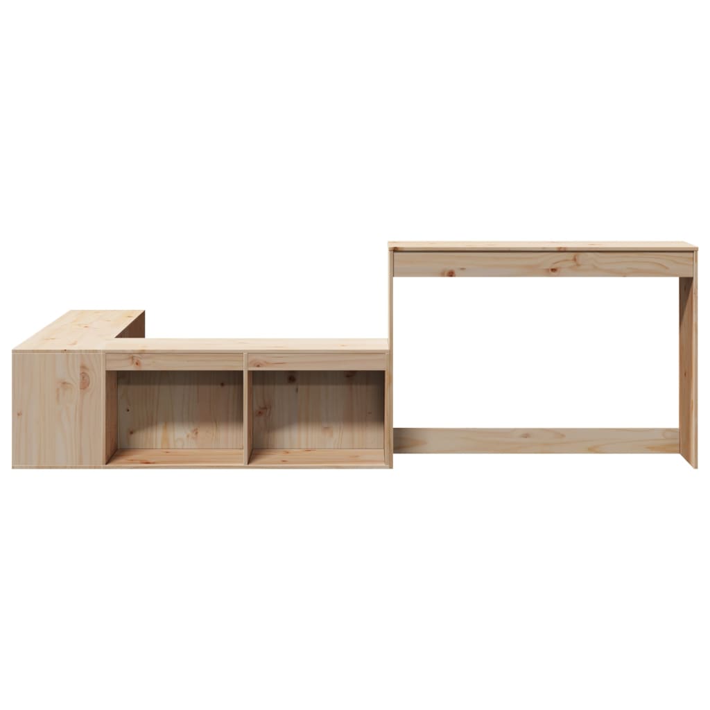 Nachtkastje Met Bureau Massief Grenenhout 232 x 122 x 75 cm Naturel