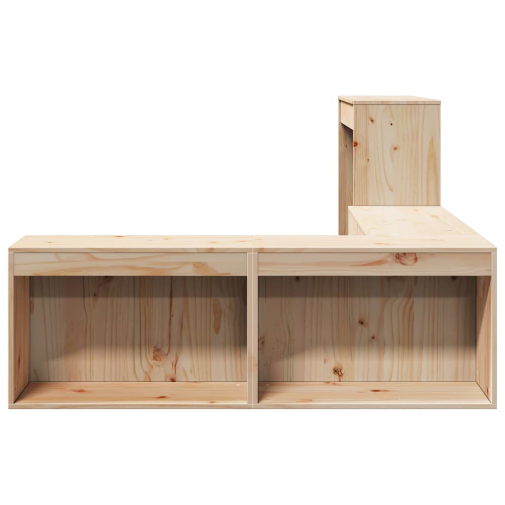 Nachtkastje Met Bureau Massief Grenenhout 232 x 122 x 75 cm Naturel