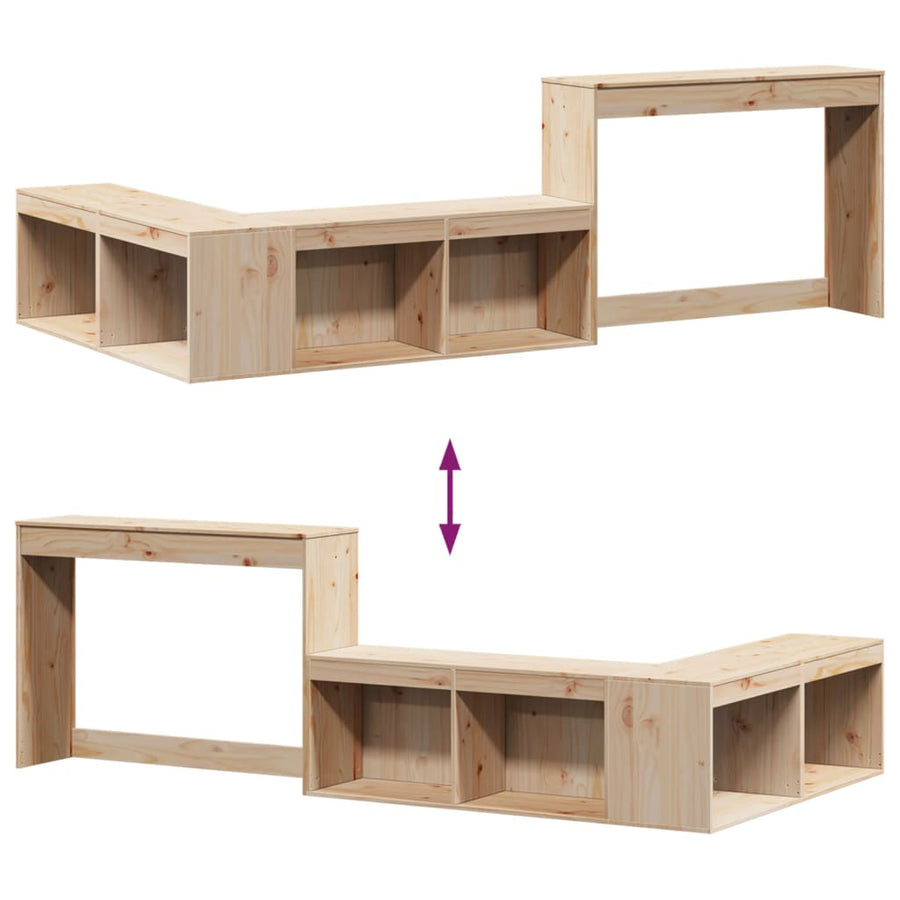 Nachtkastje Met Bureau Massief Grenenhout 232 x 122 x 75 cm Naturel
