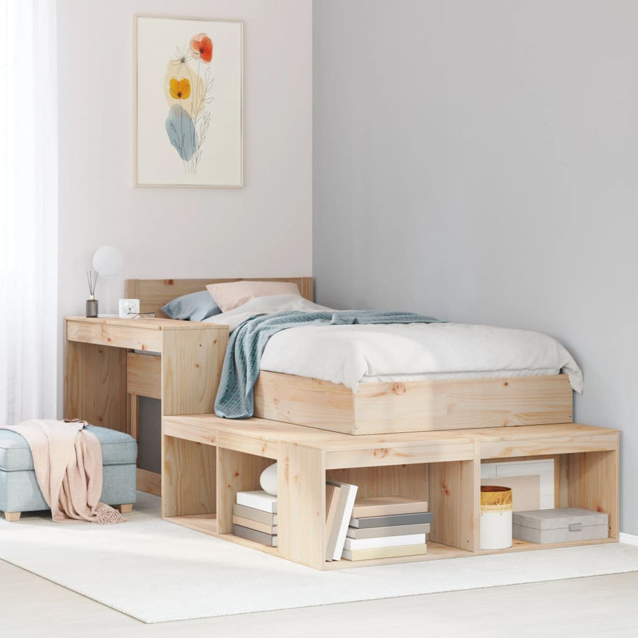 Nachtkastje Met Bureau Massief Grenenhout 232 x 122 x 75 cm Naturel