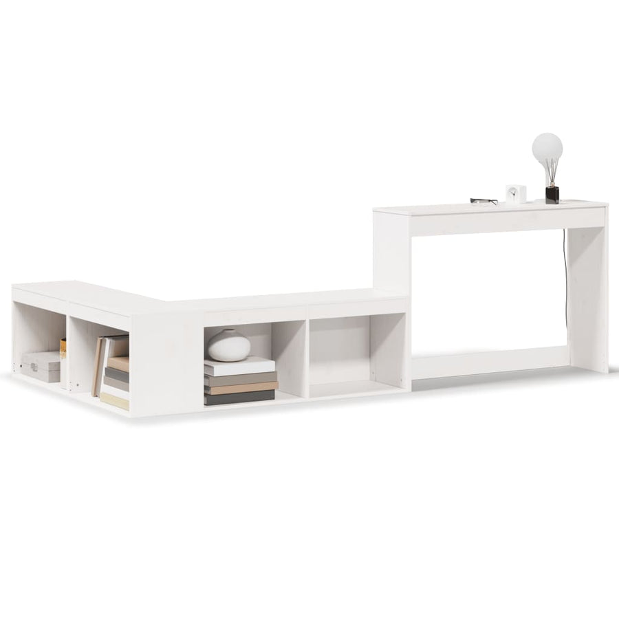 Nachtkastje met bureau 232x122x75 cm massief grenenhout wit