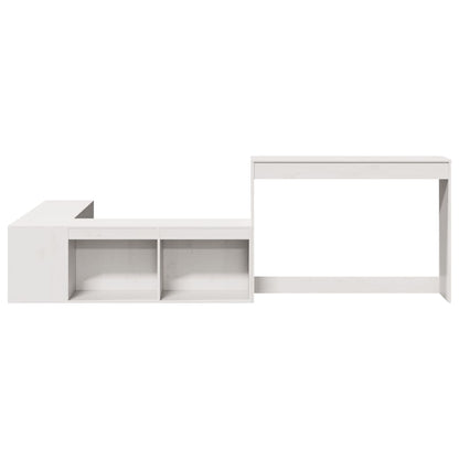 Nachtkastje met bureau 232x122x75 cm massief grenenhout wit