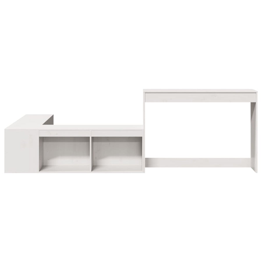 Nachtkastje met bureau 232x122x75 cm massief grenenhout wit