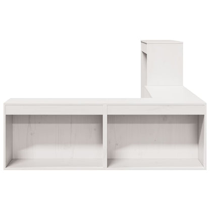 Nachtkastje met bureau 232x122x75 cm massief grenenhout wit