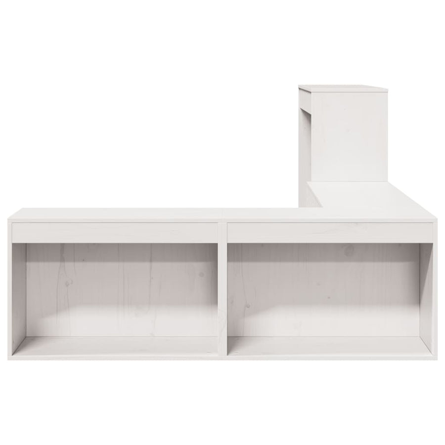 Nachtkastje met bureau 232x122x75 cm massief grenenhout wit
