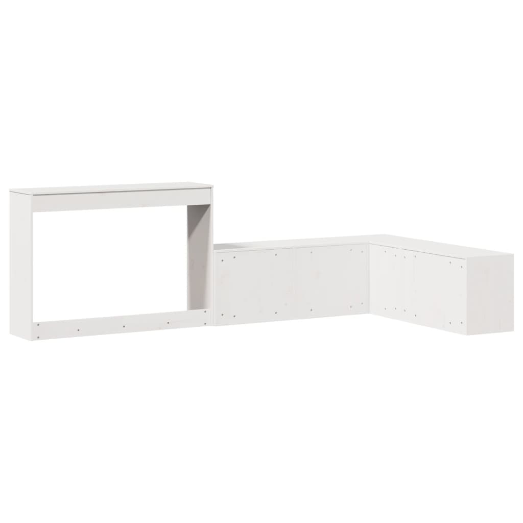 Nachtkastje met bureau 232x122x75 cm massief grenenhout wit