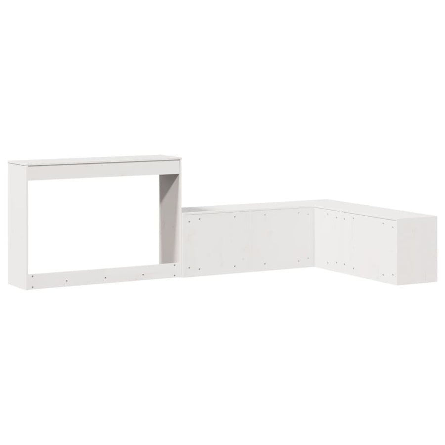 Nachtkastje met bureau 232x122x75 cm massief grenenhout wit
